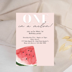 Minimal One in a Melon Birthday invitation