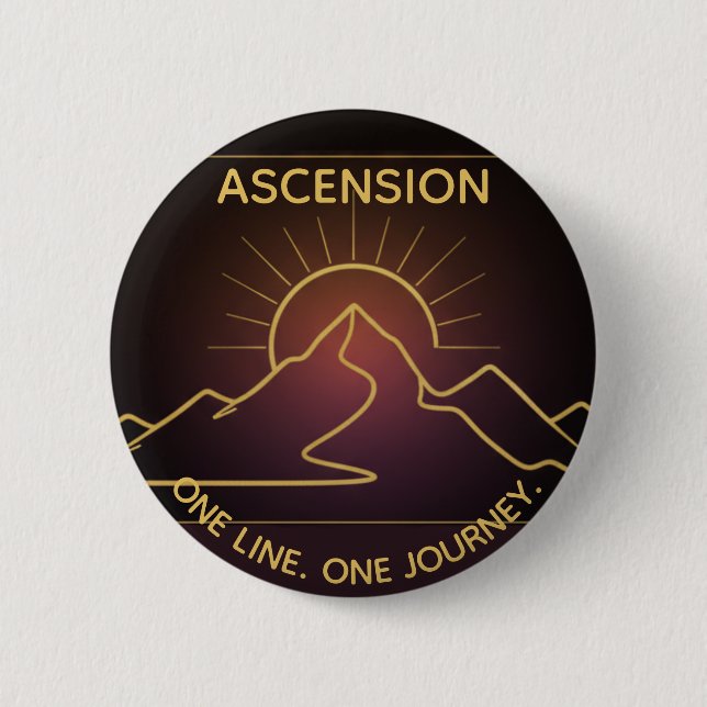 Minimal One-Stroke Mountain Ridge | Sunrise Line Button (Front)