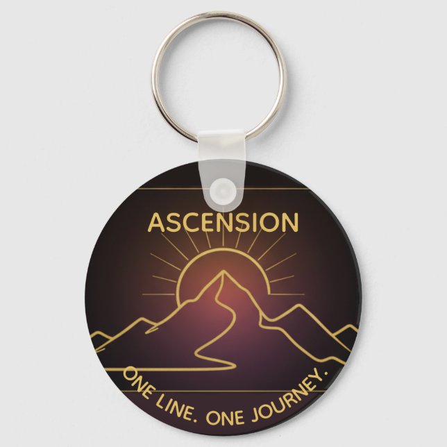 Minimal One-Stroke Mountain Ridge | Sunrise Line Keychain (Front)