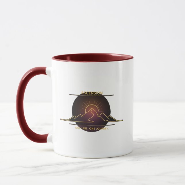 Minimal One-Stroke Mountain Ridge | Sunrise Line Mug (Left)