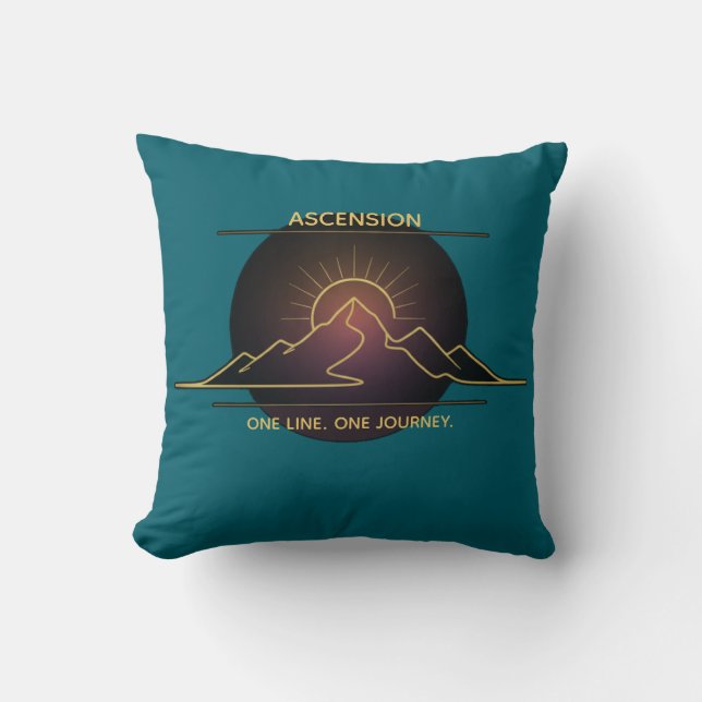 Minimal One-Stroke Mountain Ridge - Sunrise Line Throw Pillow (Front)