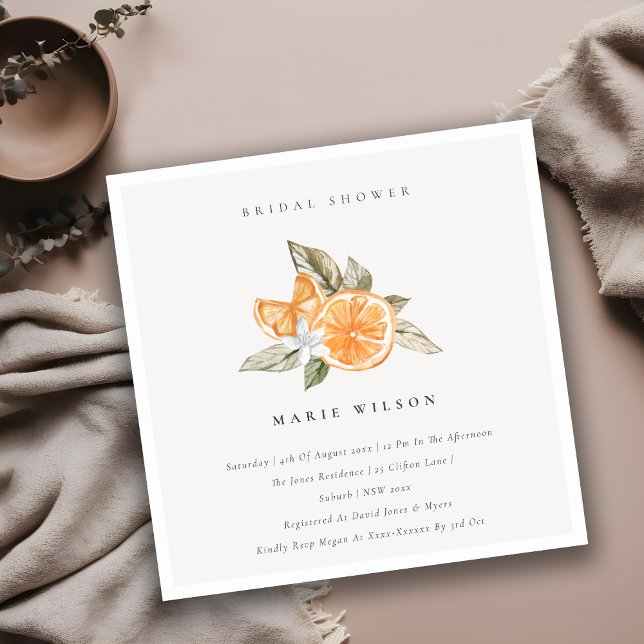 Minimal Orange Boho Botanical Bridal Shower Invite (Creator Uploaded)