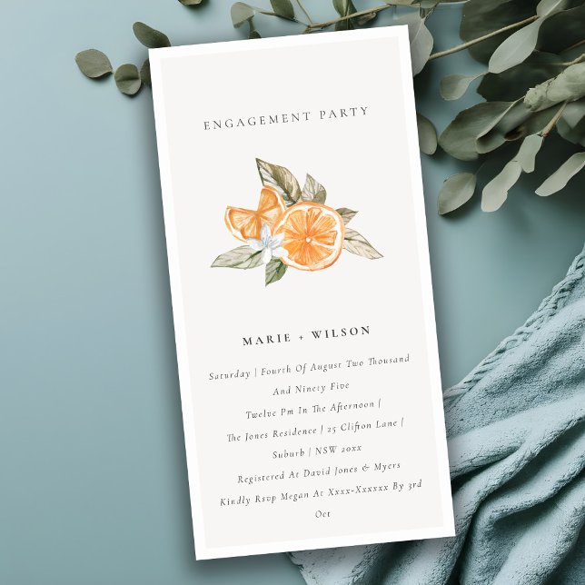 Minimal Orange Boho Botanical Engagement Invite (Creator Uploaded)
