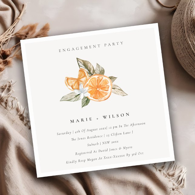 Minimal Orange Boho Botanical Engagement Invite (Creator Uploaded)