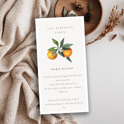 Minimal Orange Boho Fauna Any Age Birthday Invite