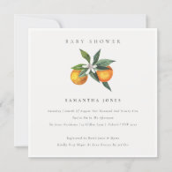 Minimal Orange Botanical Boho Baby Shower Invite