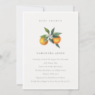 Minimal Orange Botanical Boho Baby Shower Invite