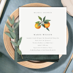 Minimal Orange Botanical Boho Bridal Shower Invite