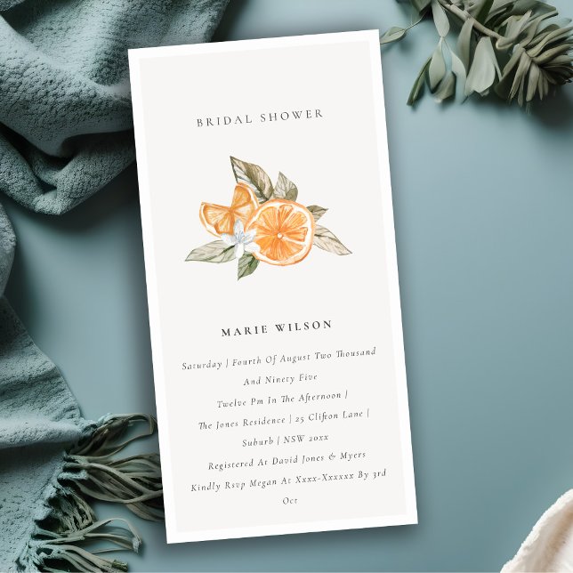 Minimal Orange Botanical Boho Bridal Shower Invite (Creator Uploaded)