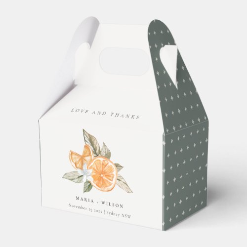 Minimal Orange Botanical Boho Love Thanks Wedding Favor Boxes