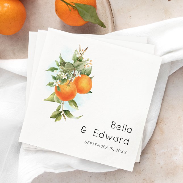 Minimal Orange Botanical Boho Wedding Napkins (Creator Uploaded)