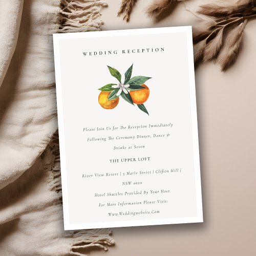 Minimal Orange Botanical Boho Wedding Reception Enclosure Card