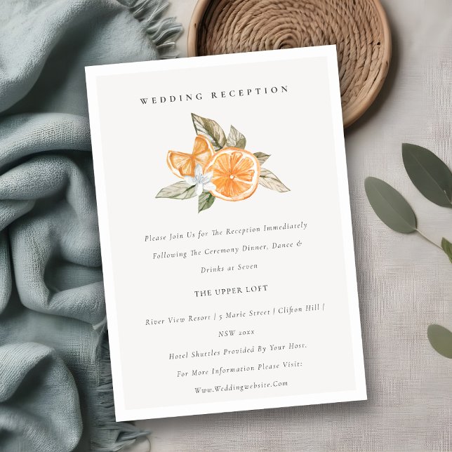 Minimal Orange Botanical Boho Wedding Reception Enclosure Card (Creator Uploaded)