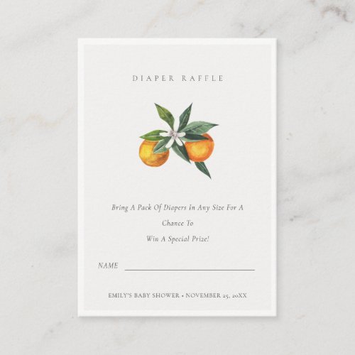 Minimal Orange Botanical Diaper Raffle Baby Shower