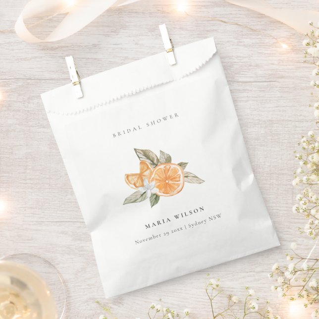 Minimal Orange Botanical Leafy Boho Bridal Shower Favor Bag (Clipped)