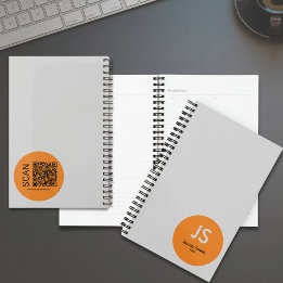 Minimal Orange Dot Initials Gray Appointment Planner