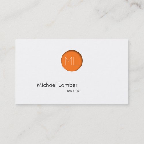 Minimal Orange Dot Monogram Business Card