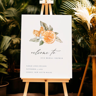 Minimal Orange Foliage Boho Bridal Shower Welcome Foam Board