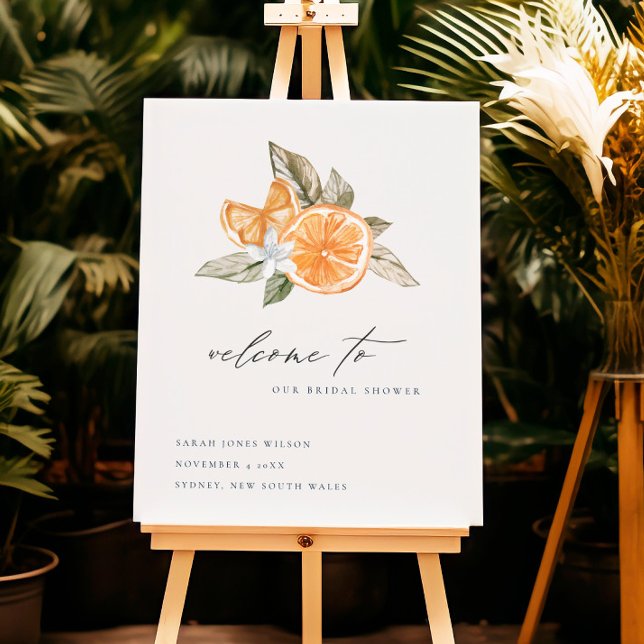 Minimal Orange Foliage Boho Bridal Shower Welcome Foam Board (Creator Uploaded)