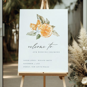 Minimal Orange Foliage Boho Fauna Wedding Welcome Foam Board