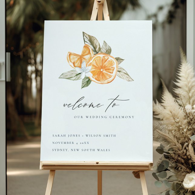 Minimal Orange Foliage Boho Fauna Wedding Welcome Foam Board (Creator Uploaded)