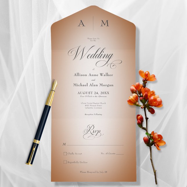 Minimal Orange Rust & White Blur Modern No Dinner All In One Invitation (Creator Uploaded)