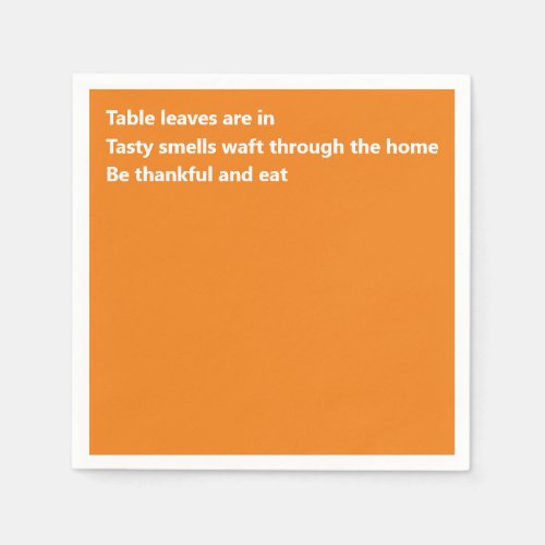 Minimal Orange Thanksgiving Modern Thankful Poem Napkins