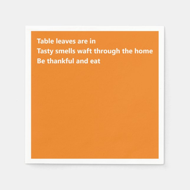 Minimal Orange Thanksgiving Modern Thankful Poem Napkins (Front)