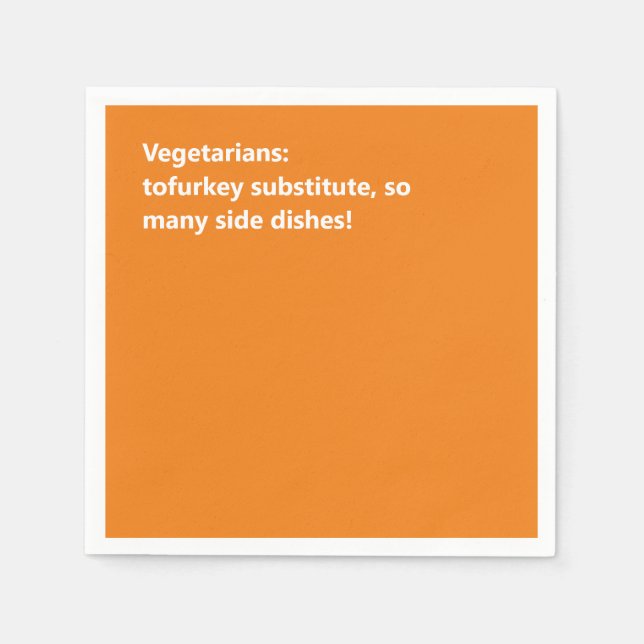 Minimal Orange Vegetarian Thanksgiving Haiku Napkins (Front)