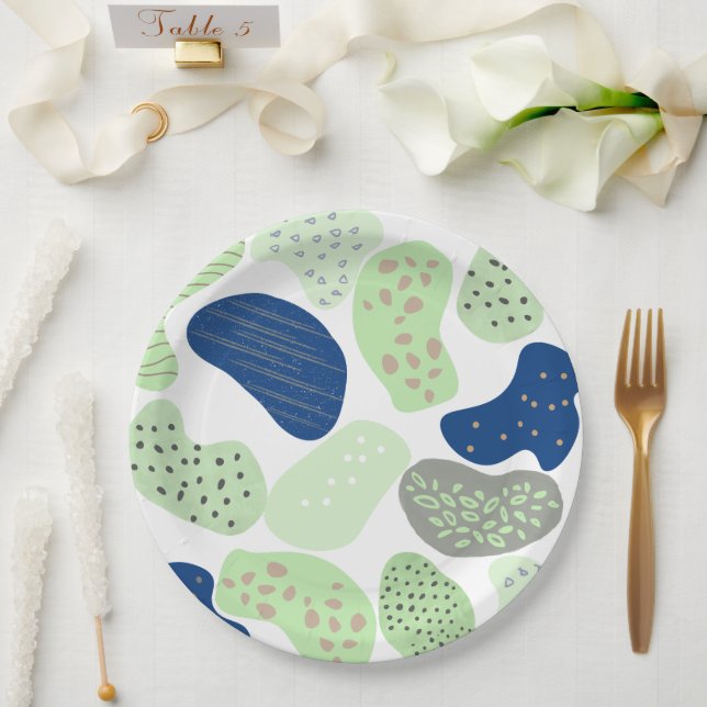 Minimal Organic Shapes Tableware | Trendy Neutral  Paper Plates (Wedding)