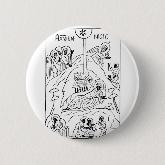 Minimal Orthodox Nativity scene Button (Front)