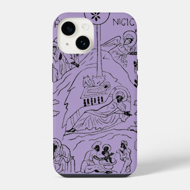 Minimal Orthodox Nativity scene Iphone Case (Back)