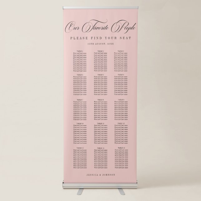 Minimal Our Favorite People Wedding Seating Chart Retractable Banner (Front)