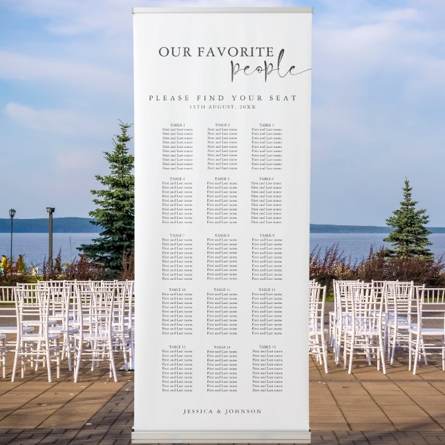 Minimal Our Favorite People Wedding Seating Chart Retractable Banner (Creator Uploaded)