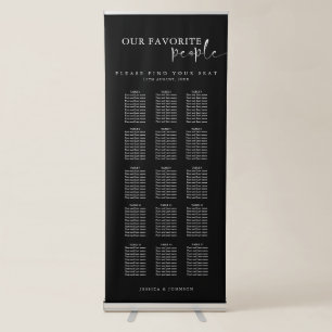 Minimal Our Favorite People Wedding Seating Chart Retractable Banner