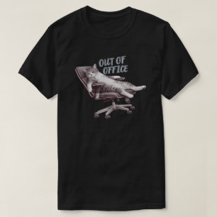 Minimal Out Of Office Cat Design T-Shirt