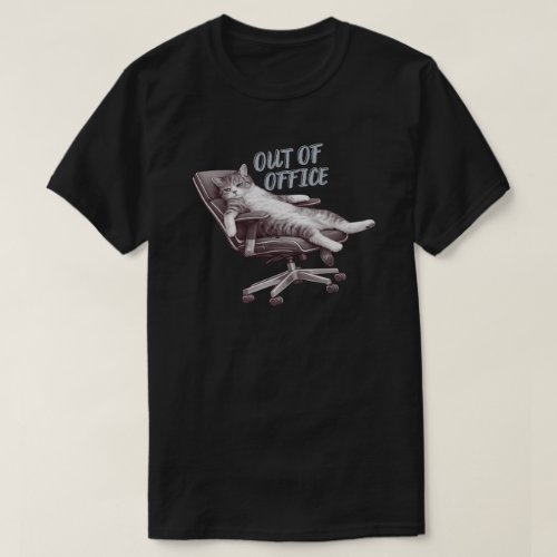 Minimal Out Of Office Cat Design T-Shirt