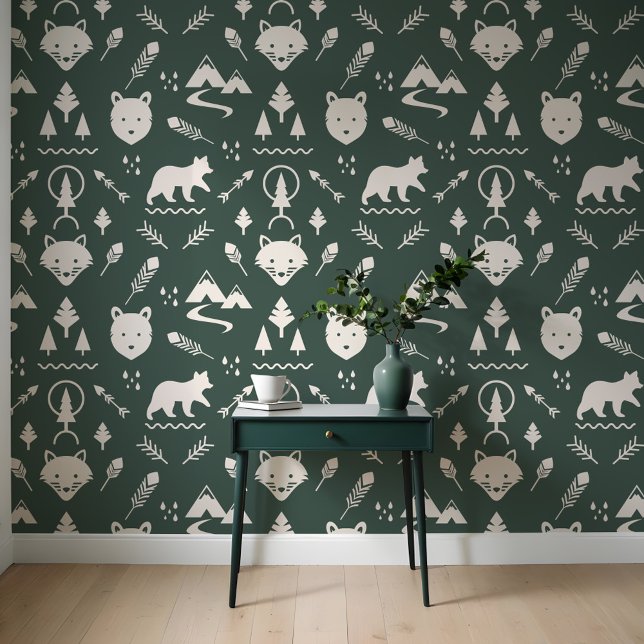 Minimal Outdoor Wilderness Forest Animals Green Wallpaper (Minimal Outdoor Wilderness Forest Animals Green Wallpaper)
