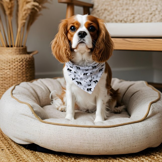 Minimal Outdoor Wilderness Forest Animals Monogram Pet Bandana Collar (Minimal Outdoor Wilderness Forest Animals Monogram Pet Bandana Collar)