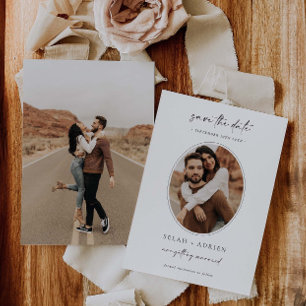 Minimal Oval Save The Date Wedding Photo Card