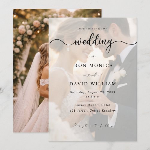 Minimal Overlay Photo Wedding Invite