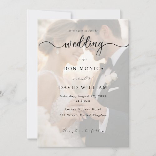 Minimal Overlay Photo Wedding Invite