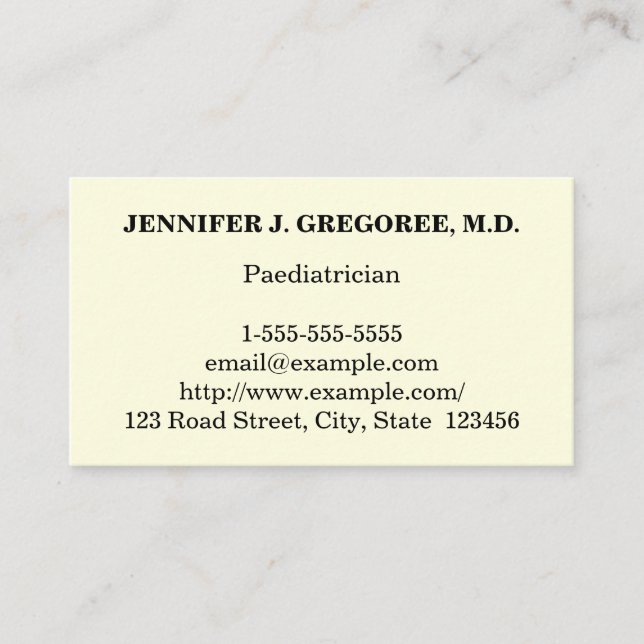 Minimal Paediatrician Business Card (Front)
