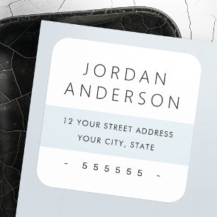 Minimal pale dusty blue color block return address square sticker