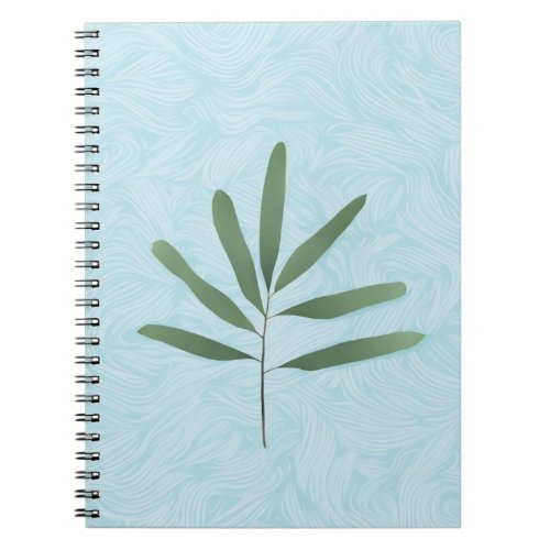 Minimal Palm Leaf Blue Notebook Journal Office