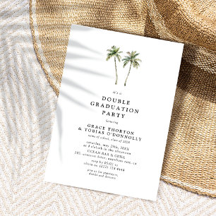 Minimal Palm Tree Double Graduation Party Invitation