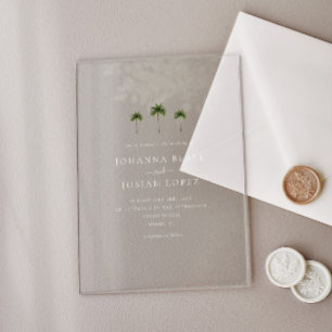 Minimal Palm Tree Elegant Wedding Acrylic Invitations