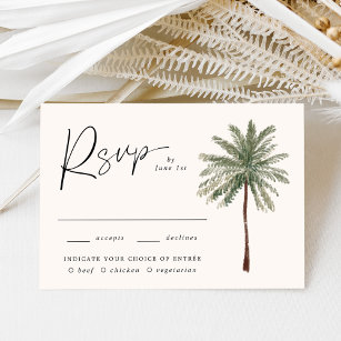 Minimal Palm Tree Meal Choice RSVP Card