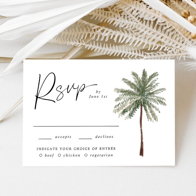 Minimal Palm Tree Meal Choice  RSVP Card (Creator Uploaded)