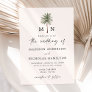 Minimal Palm Tree Monogram Wedding Invitation